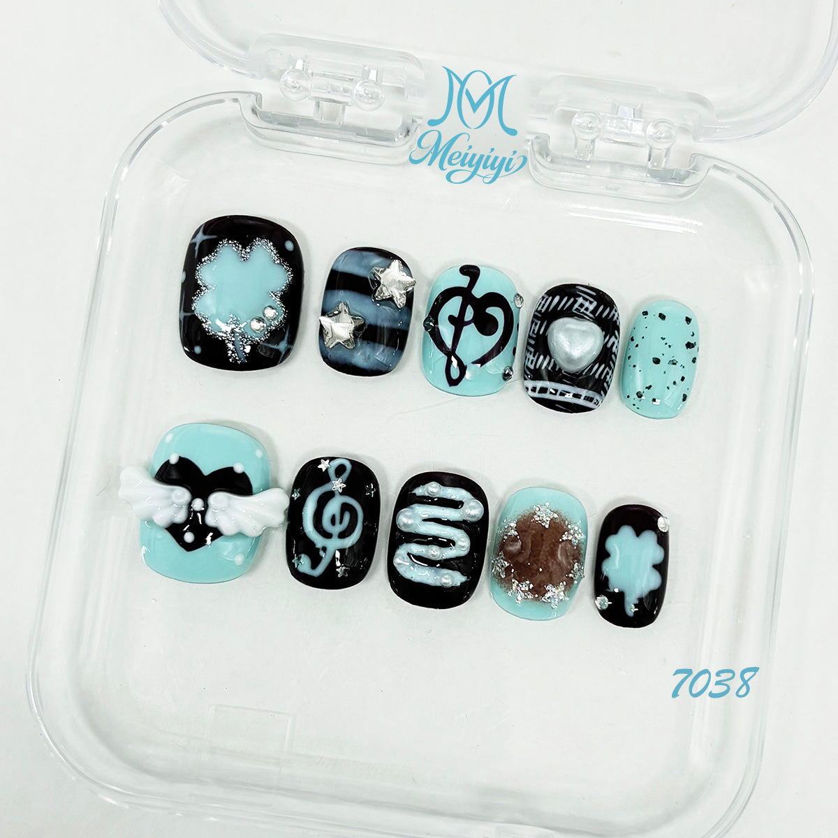 7038-MYY's designer original high-end design customized luxury hand-painted wearable nail art