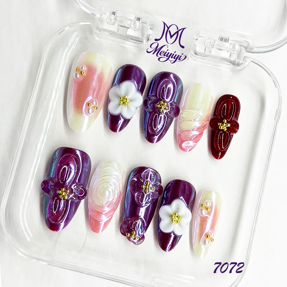 7072-MYY's designer original high-end design customized luxury hand-painted wearable nail art
