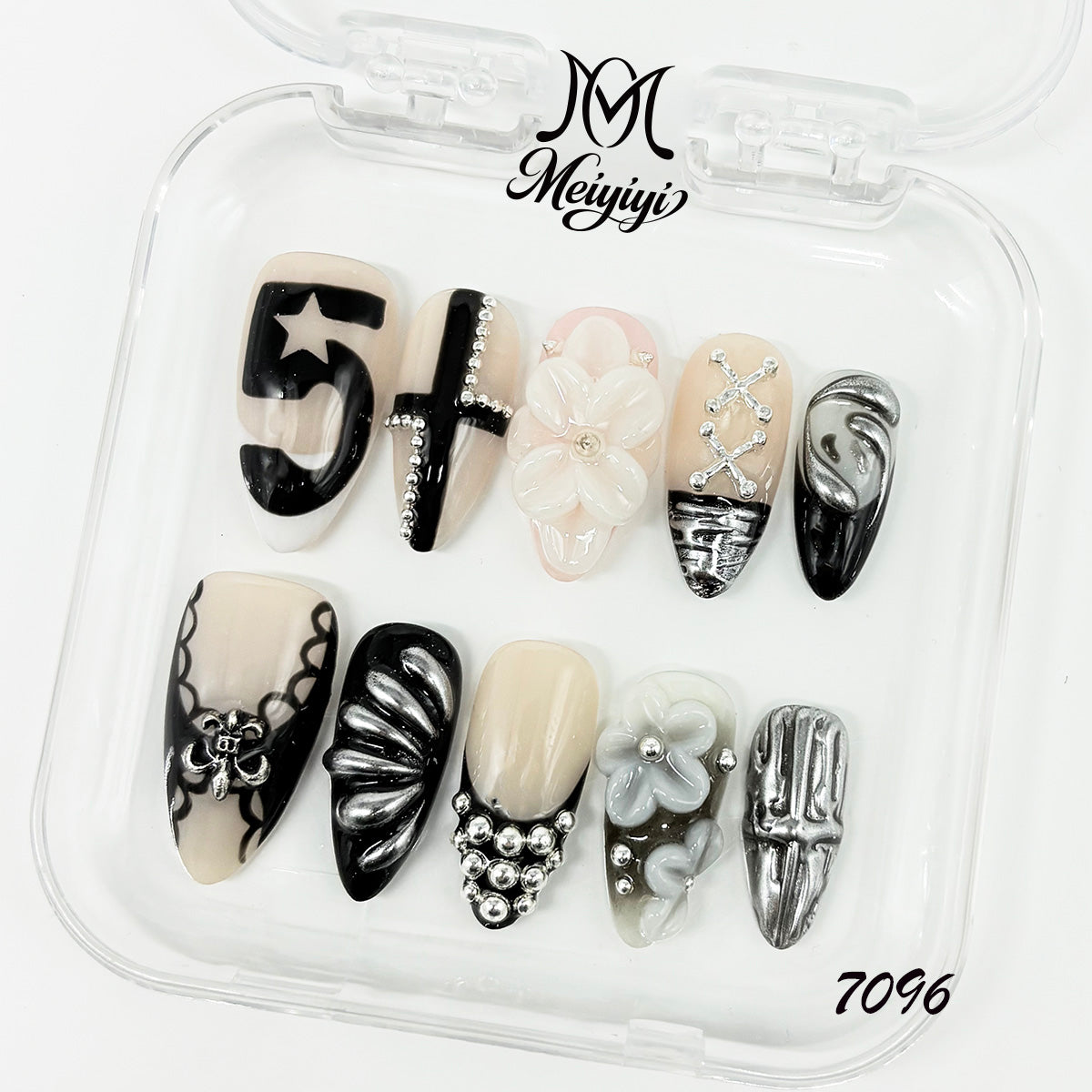 7096-MYY's designer original high-end design customized luxury hand-painted wearable nail art
