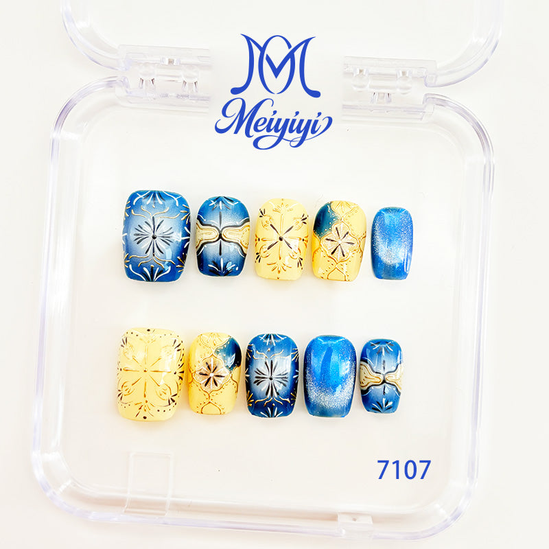 7107-MYY's designer original high-end design customized luxury hand-painted wearable nail art