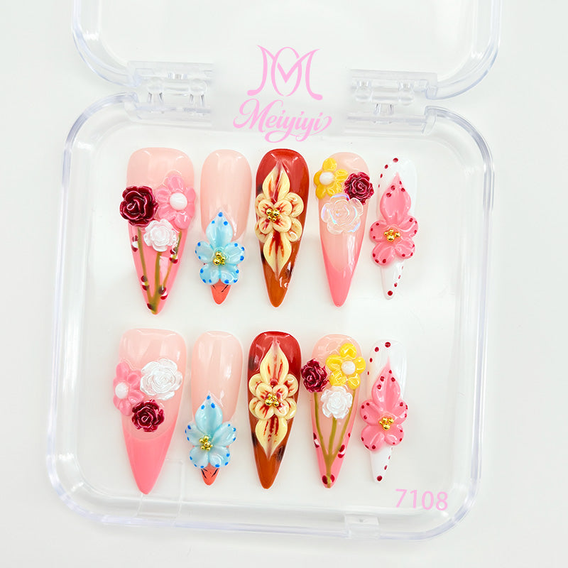 7108-MYY's designer original high-end design customized luxury hand-painted wearable nail art