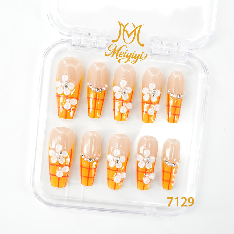 7129-MYY's designer original high-end design customized luxury hand-painted wearable nail art