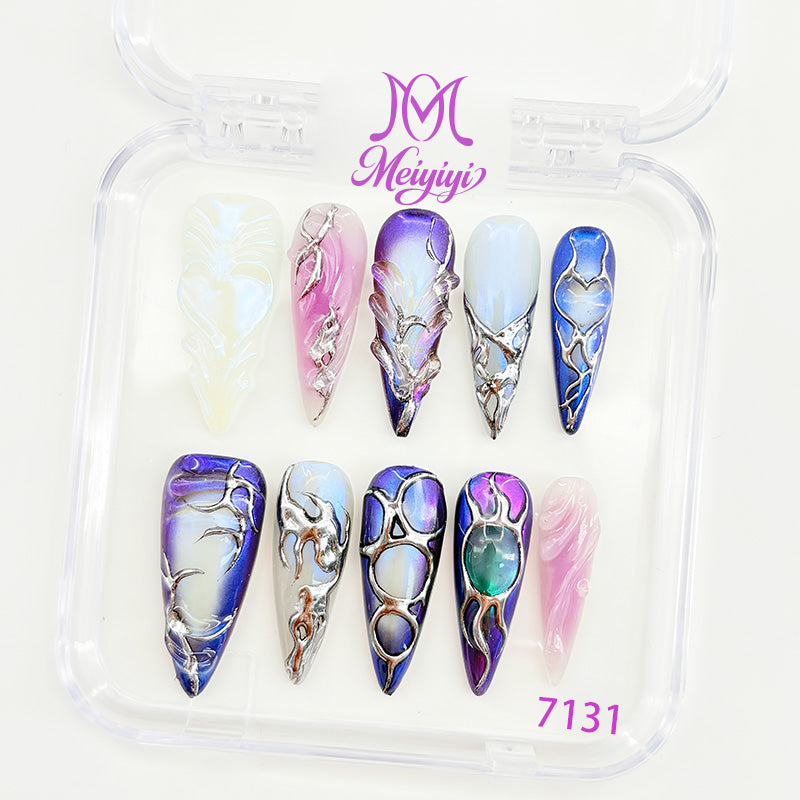 7131-MYY's designer original high-end design customized luxury hand-painted wearable nail art