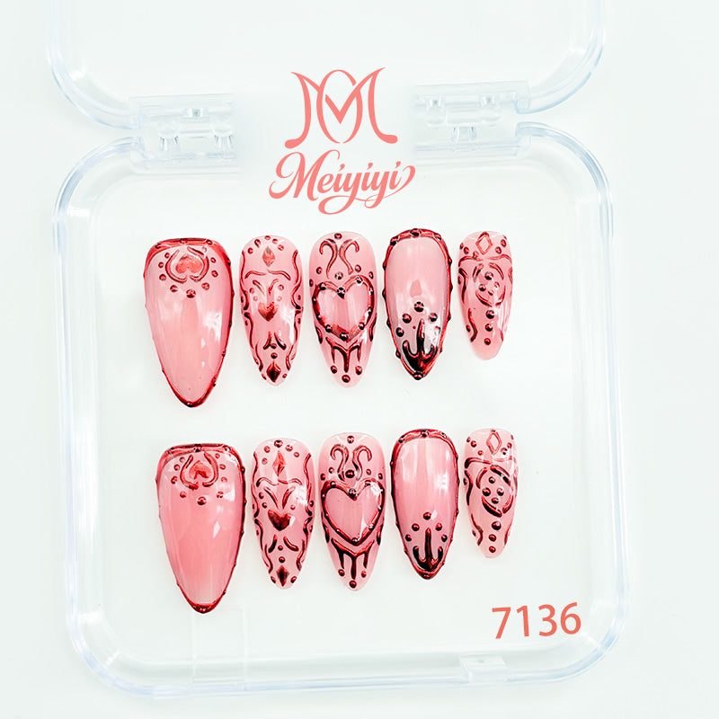 7136-MYY's designer original high-end design customized luxury hand-painted wearable nail art