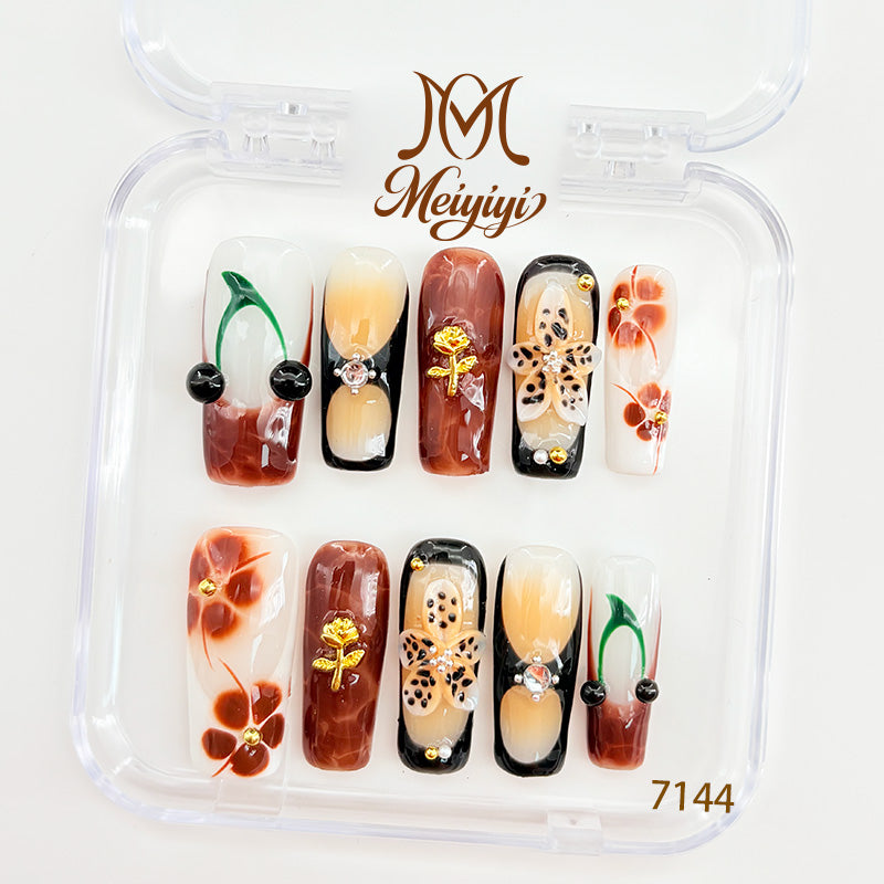 7144-MYY's designer original high-end design customized luxury hand-painted wearable nail art