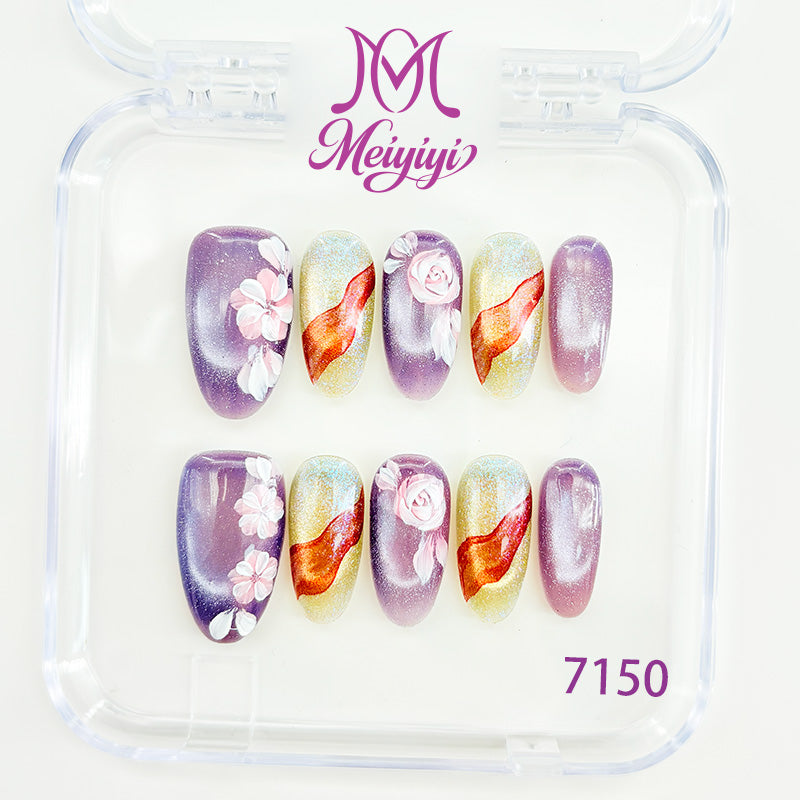 7150-MYY's designer original high-end design customized luxury hand-painted wearable nail art
