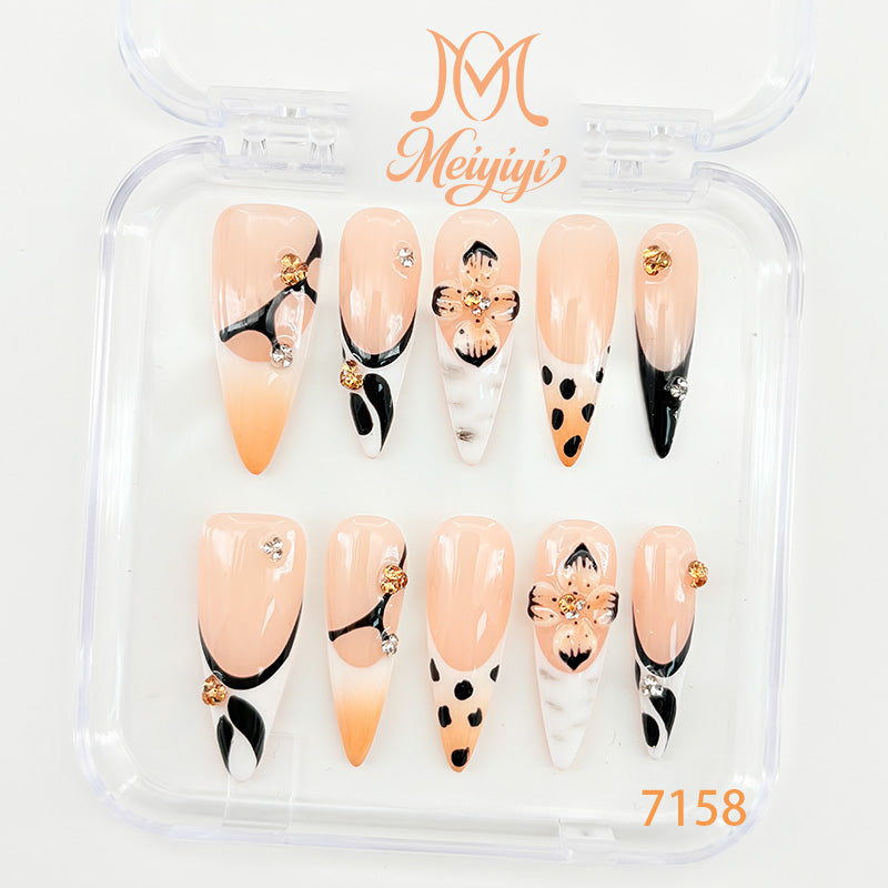 7158-MYY's designer original high-end design customized luxury hand-painted wearable nail art