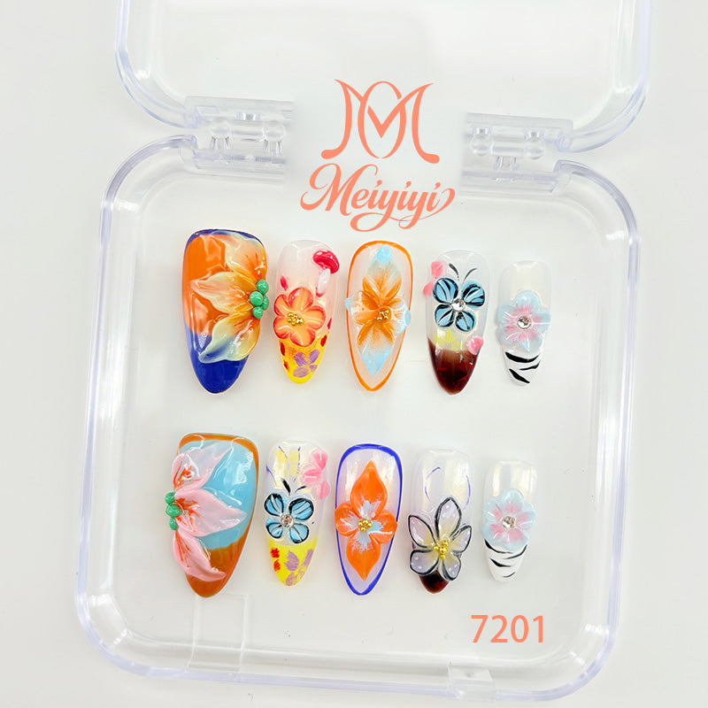 7201-MYY's designer original high-end design customized luxury hand-painted wearable nail art
