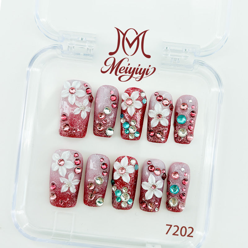 7202-MYY's designer original high-end design customized luxury hand-painted wearable nail art