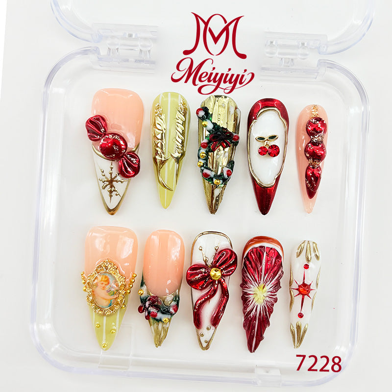 7228-MYY's designer original high-end design customized luxury hand-painted wearable nail art