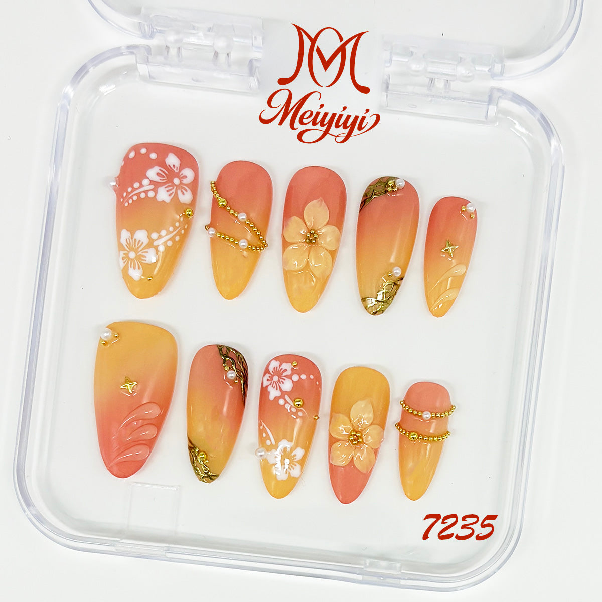 7235-MYY's designer original high-end design customized luxury hand-painted wearable nail art