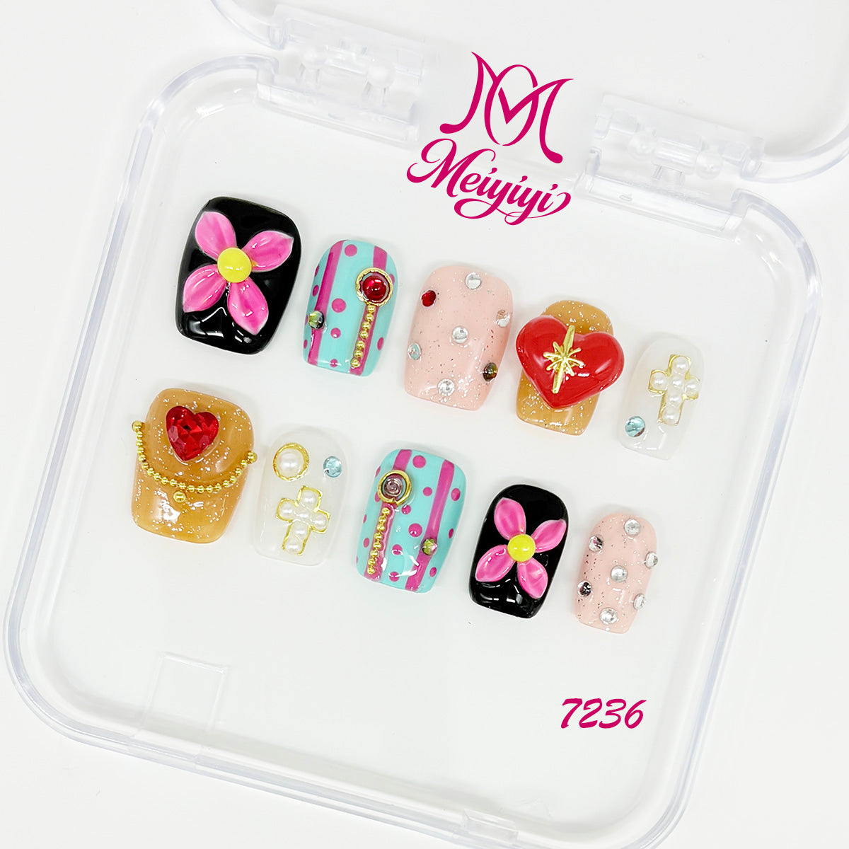 7236-MYY's designer original high-end design customized luxury hand-painted wearable nail art