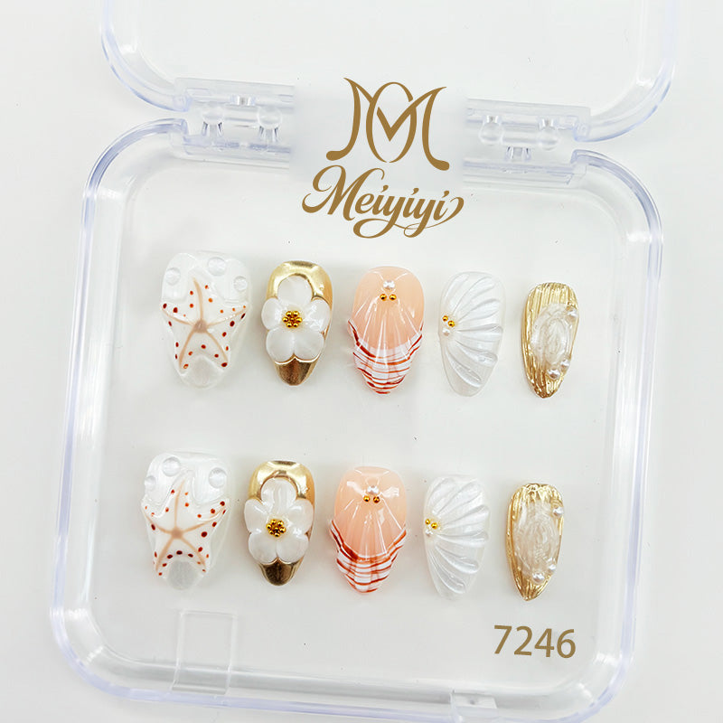7246-MYY's designer original high-end design customized luxury hand-painted wearable nail art