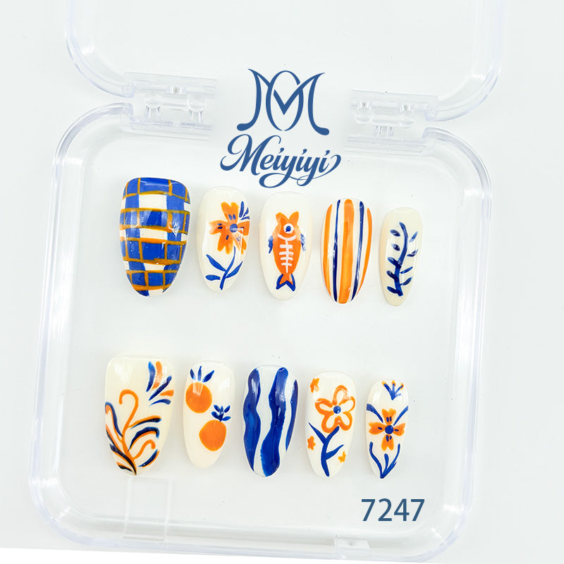 7247-MYY's designer original high-end design customized luxury hand-painted wearable nail art