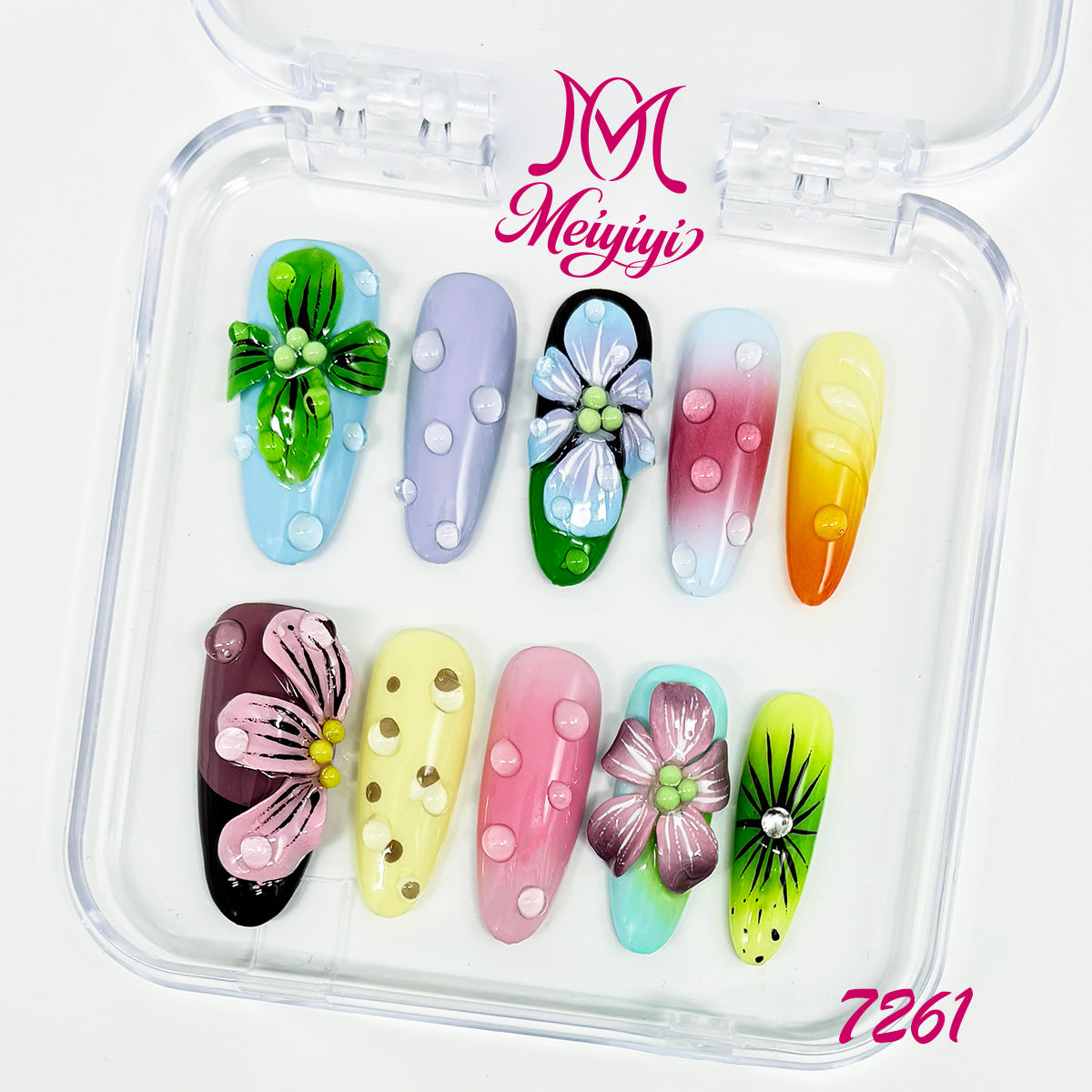 7261-MYY's designer original high-end design customized luxury hand-painted wearable nail art