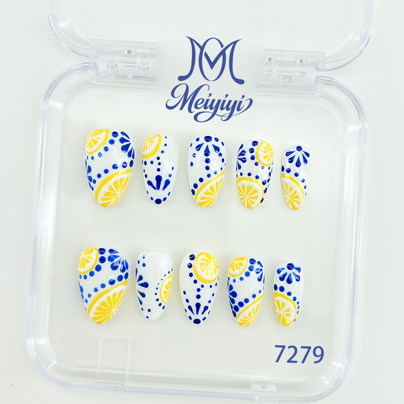 7279-MYY's designer original high-end design customized luxury hand-painted wearable nail art
