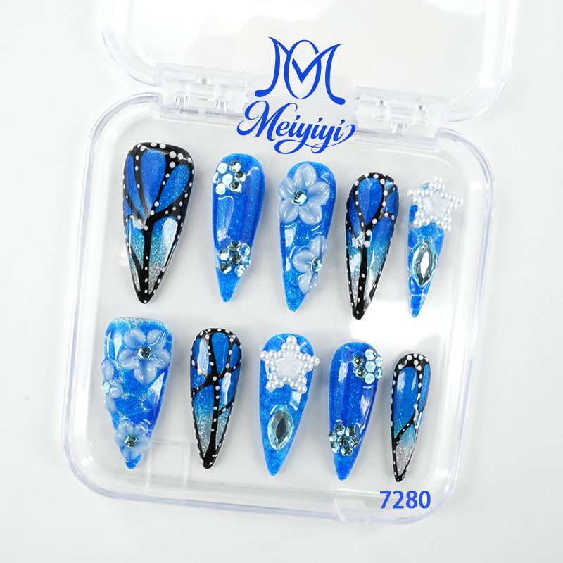 7280-MYY's designer original high-end design customized luxury hand-painted wearable nail art
