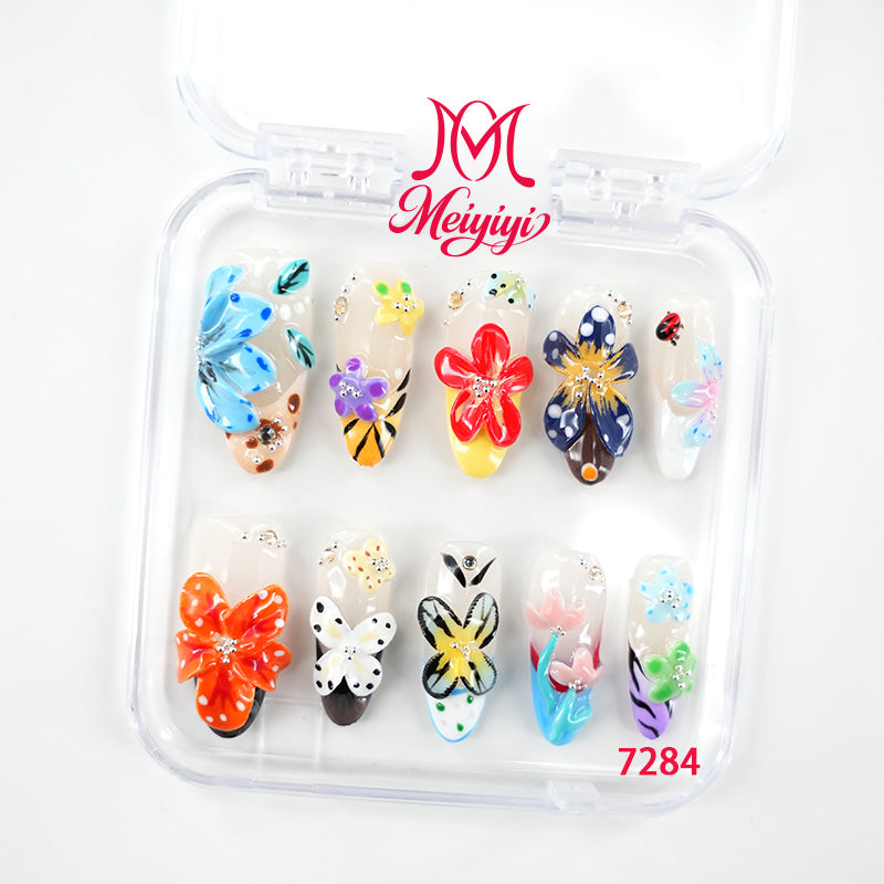 7284-MYY's designer original high-end design customized luxury hand-painted wearable nail art