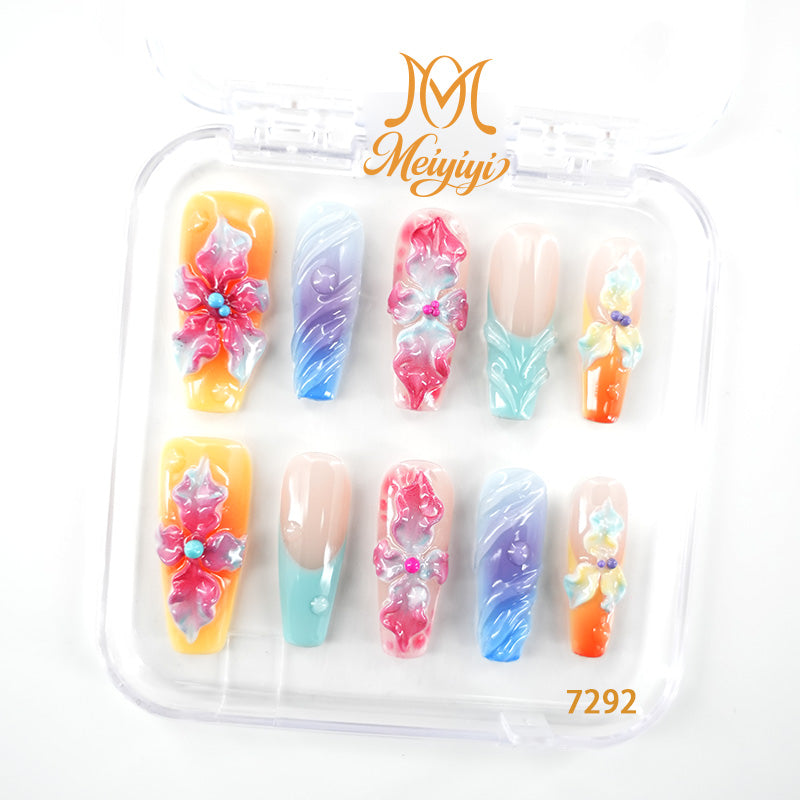 7292-MYY's designer original high-end design customized luxury hand-painted wearable nail art
