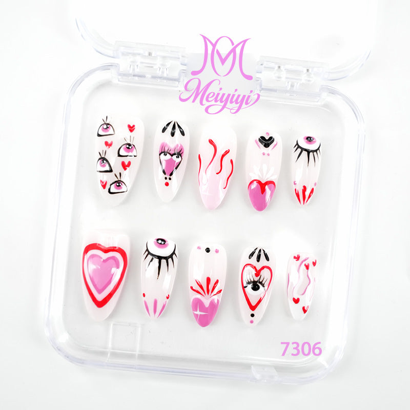 7306-MYY's designer original high-end design customized luxury hand-painted wearable nail art