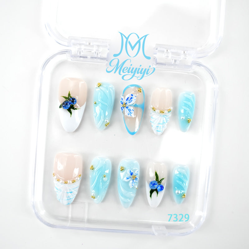7329-MYY's designer original high-end design customized luxury hand-painted wearable nail art