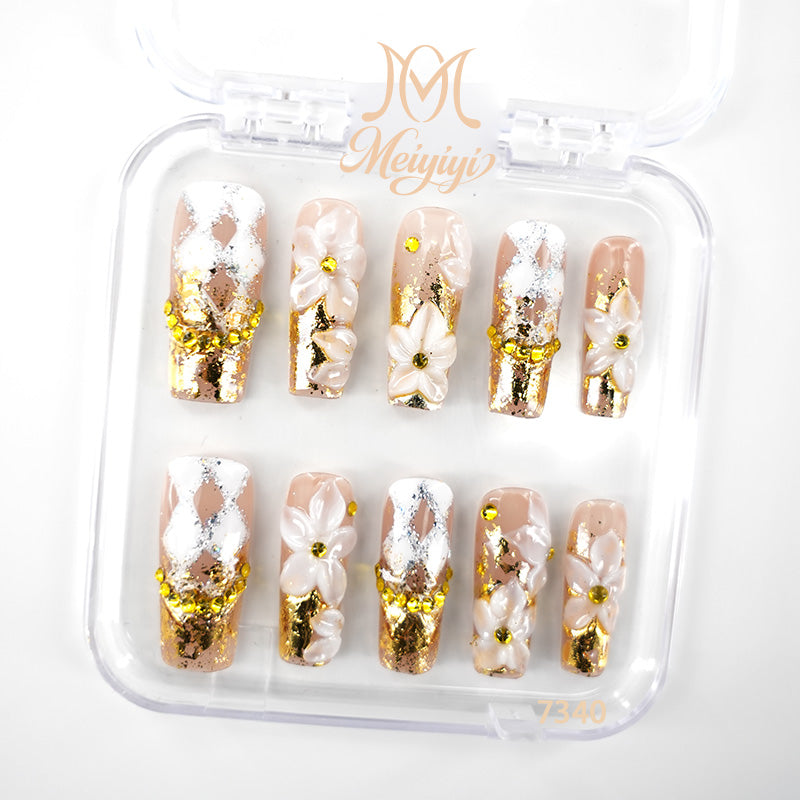 7340-MYY's designer original high-end design customized luxury hand-painted wearable nail art