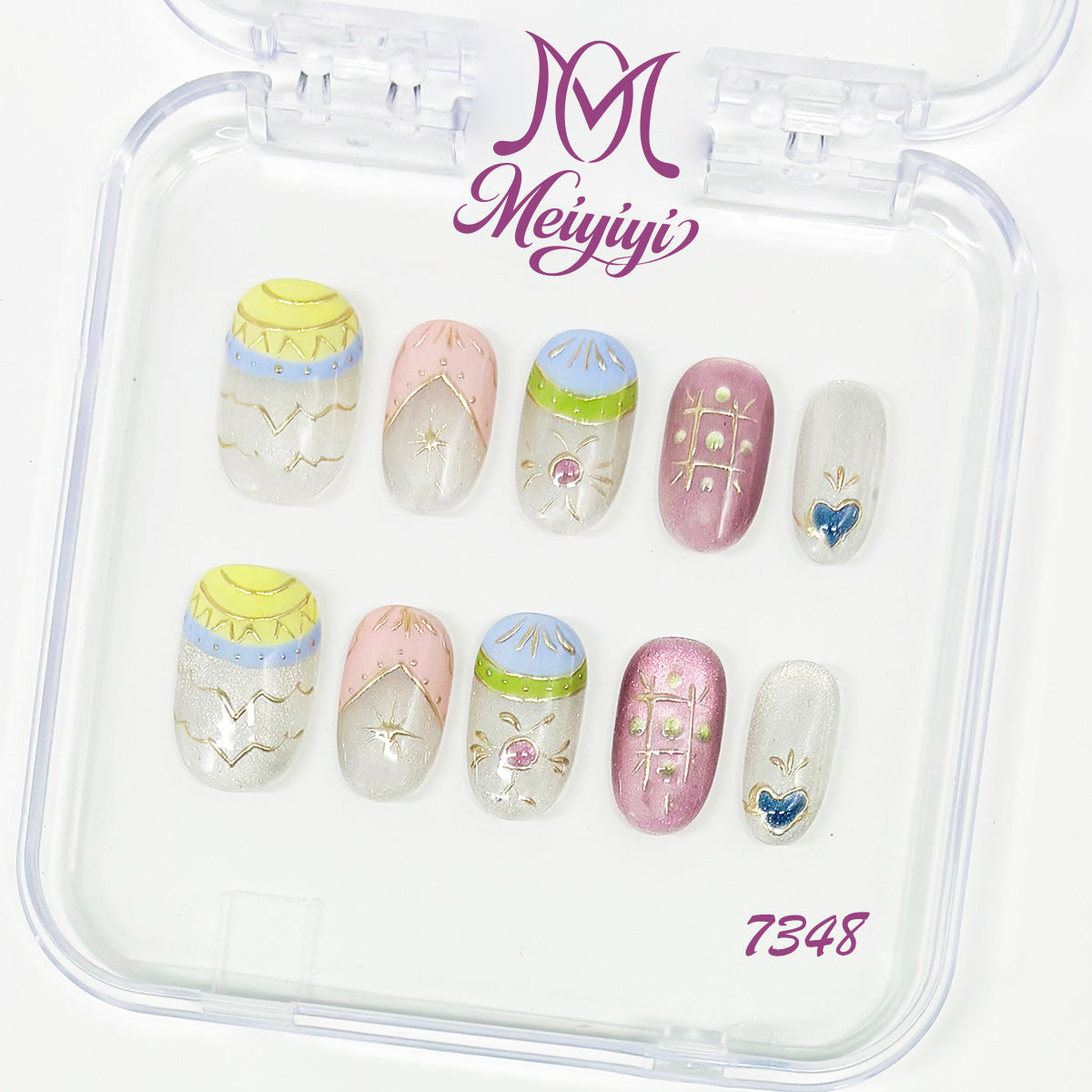 7348-MYY's designer original high-end design customized luxury hand-painted wearable nail art