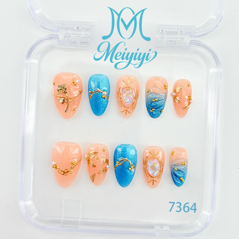 7364-MYY's designer original high-end design customized luxury hand-painted wearable nail art