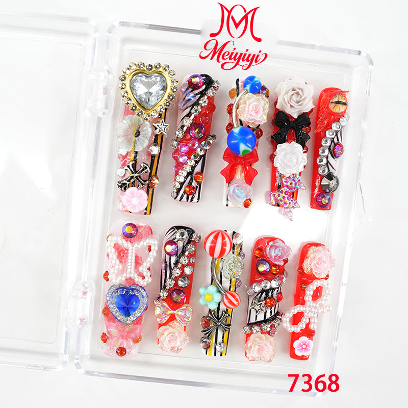 7368-MYY's designer original high-end design customized luxury hand-painted wearable nail art