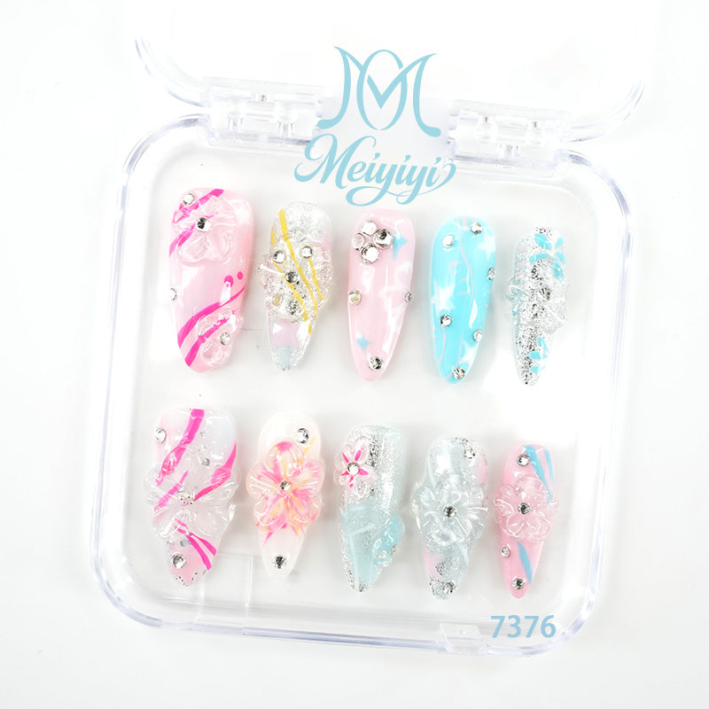 7376-MYY's designer original high-end design customized luxury hand-painted wearable nail art