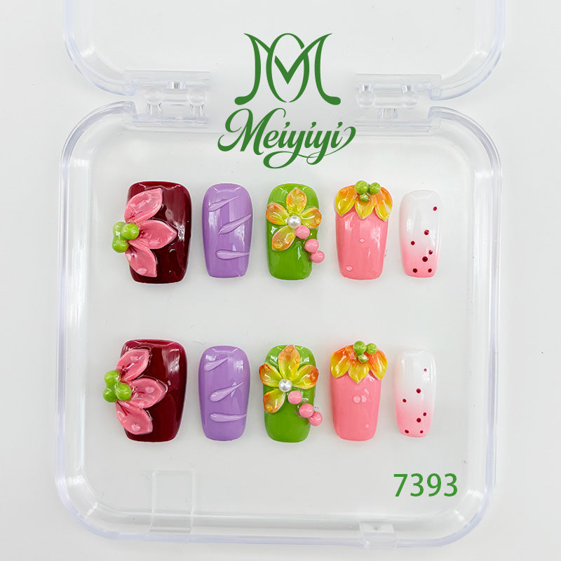 7393-MYY's designer original high-end design customized luxury hand-painted wearable nail art
