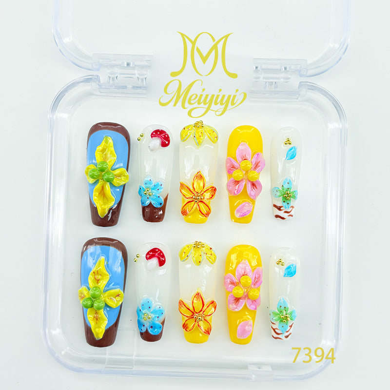 7394-MYY's designer original high-end design customized luxury hand-painted wearable nail art