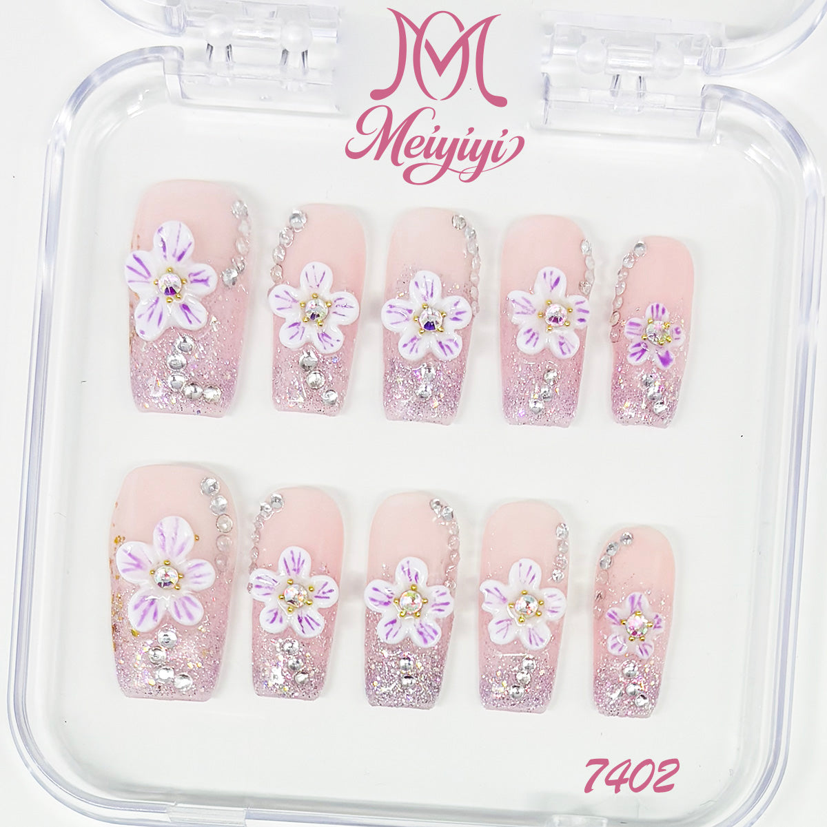 7402-MYY's designer original high-end design customized luxury hand-painted wearable nail art