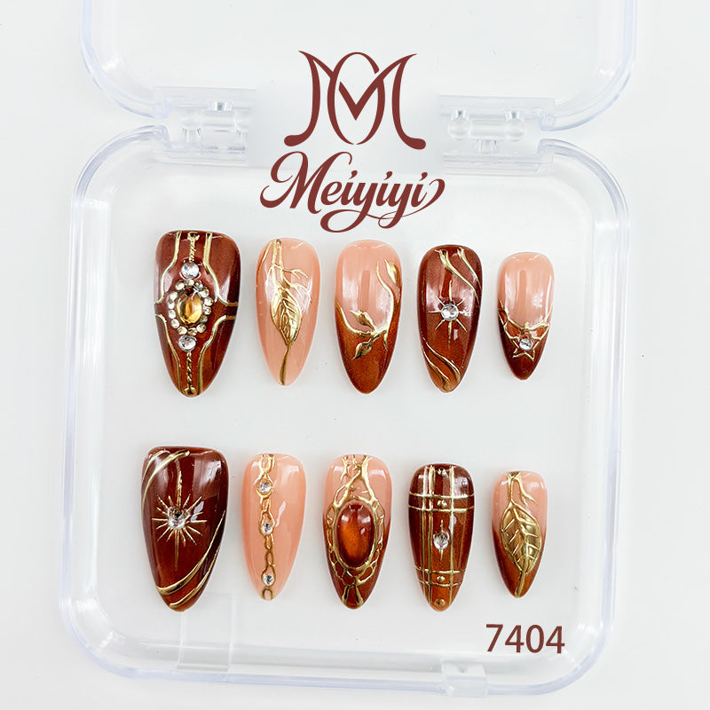 7404-MYY's designer original high-end design customized luxury hand-painted wearable nail art