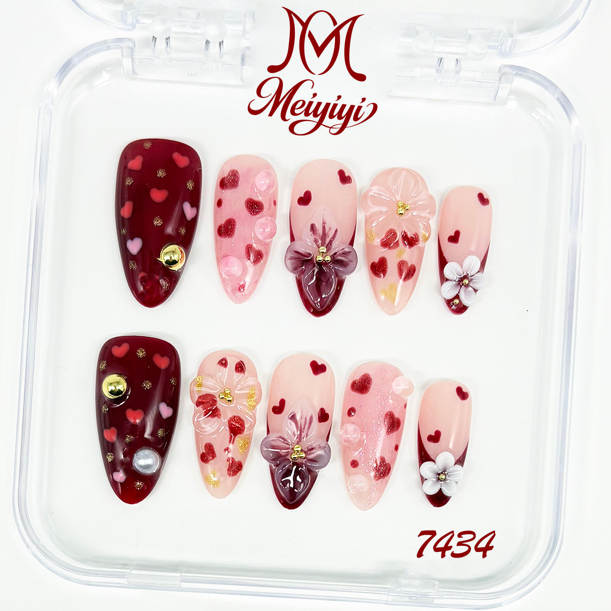 7434-MYY's designer original high-end design customized luxury hand-painted wearable nail art