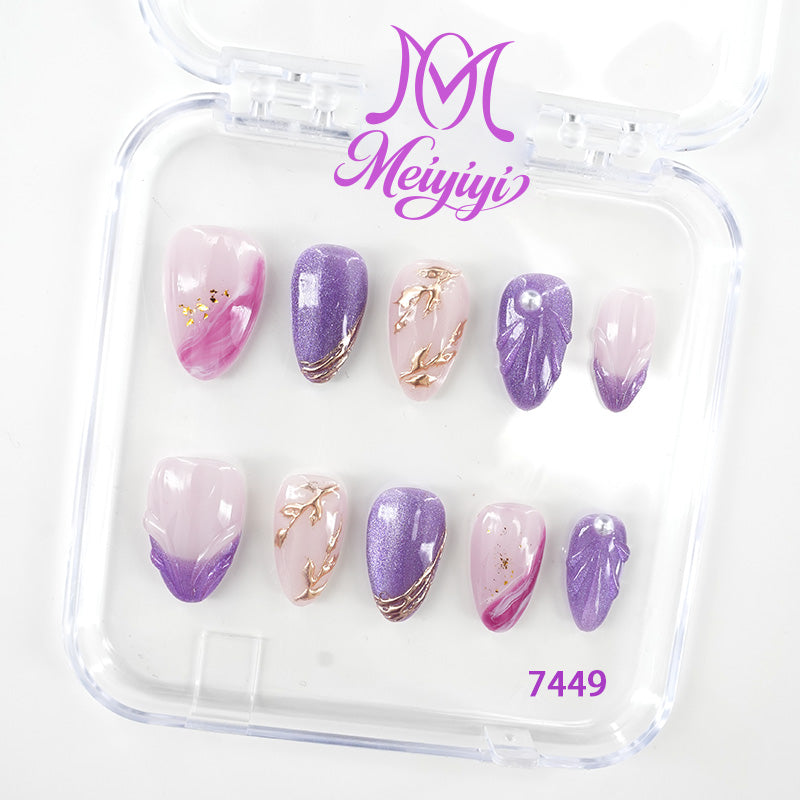 7449-MYY's designer original high-end design customized luxury hand-painted wearable nail art