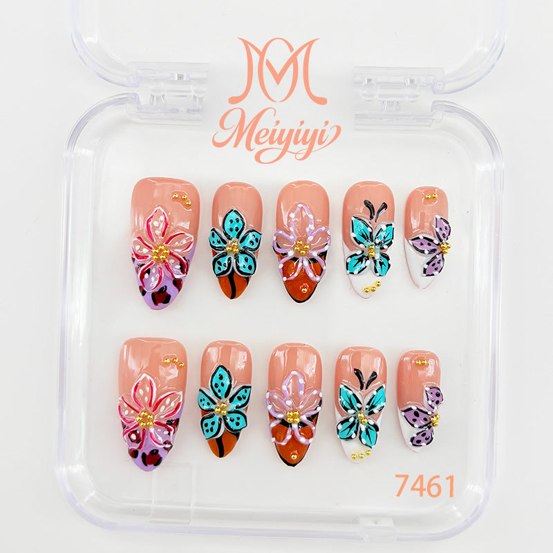 7461-MYY's designer original high-end design customized luxury hand-painted wearable nail art