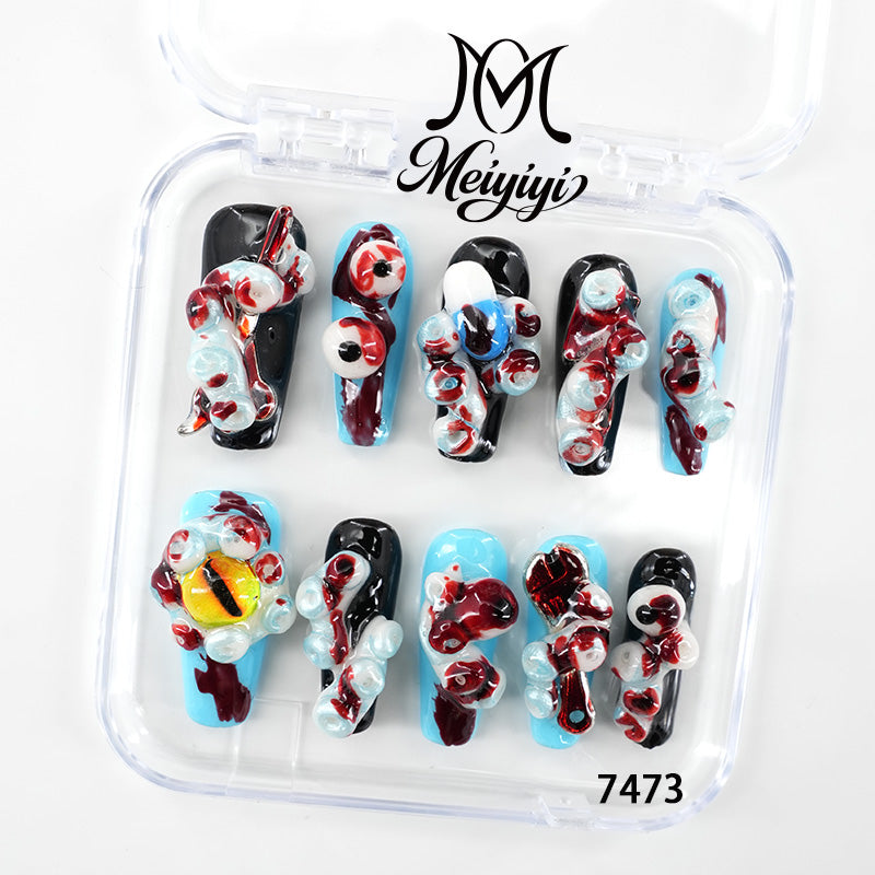 7473-MYY's designer original high-end design customized luxury hand-painted wearable nail art