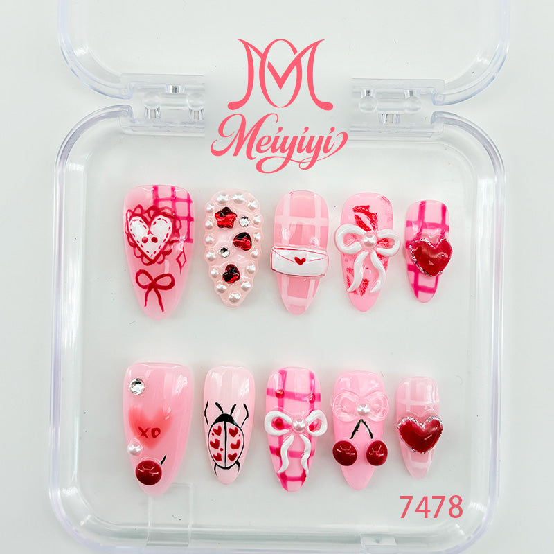 7478-MYY's designer original high-end design customized luxury hand-painted wearable nail art
