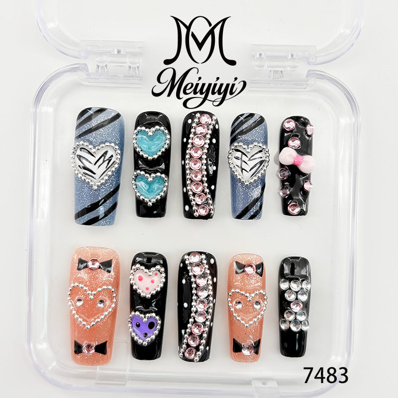 7483-MYY's designer original high-end design customized luxury hand-painted wearable nail art