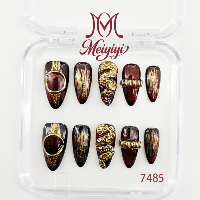 7485-MYY's designer original high-end design customized luxury hand-painted wearable nail art