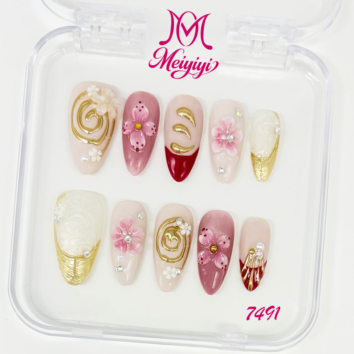 7491-MYY's designer original high-end design customized luxury hand-painted wearable nail art