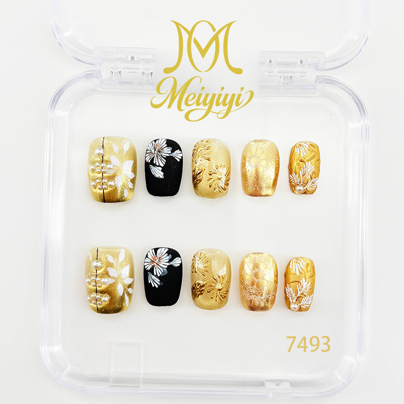 7493-MYY's designer original high-end design customized luxury hand-painted wearable nail art