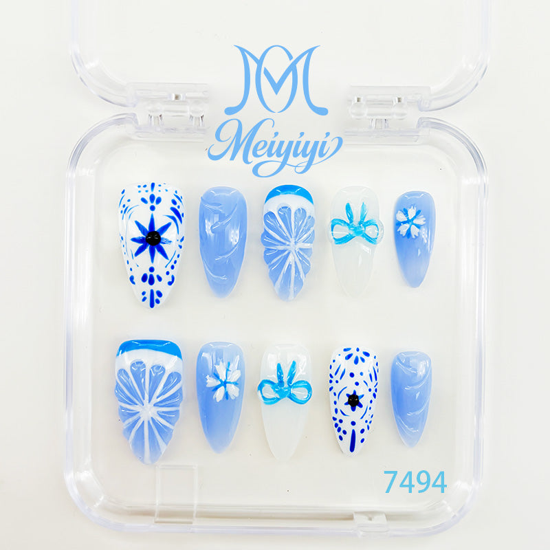7494-MYY's designer original high-end design customized luxury hand-painted wearable nail art