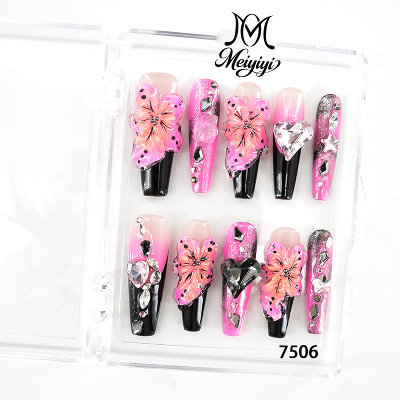 7506-MYY's designer original high-end design customized luxury hand-painted wearable nail art