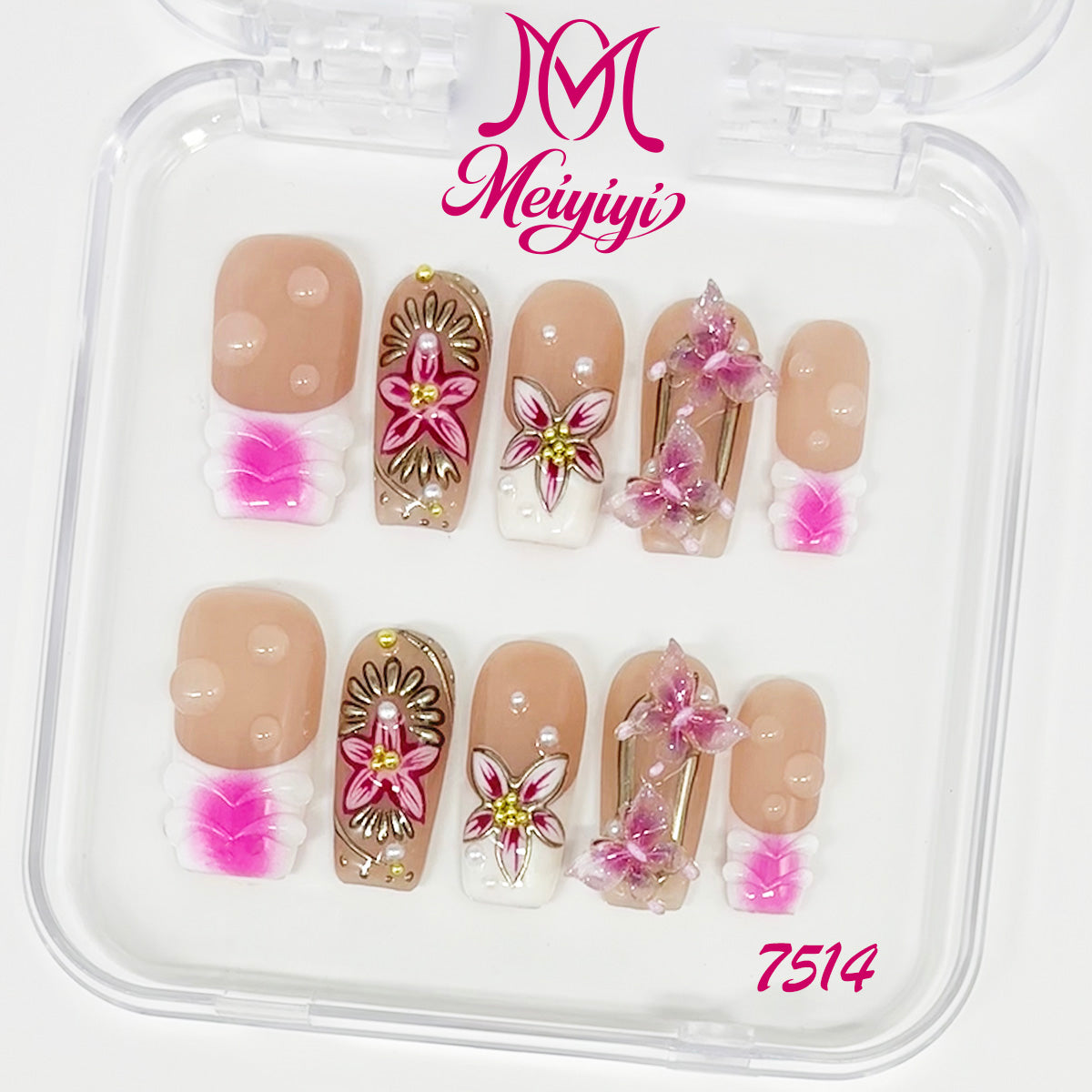 7514-MYY's designer original high-end design customized luxury hand-painted wearable nail art