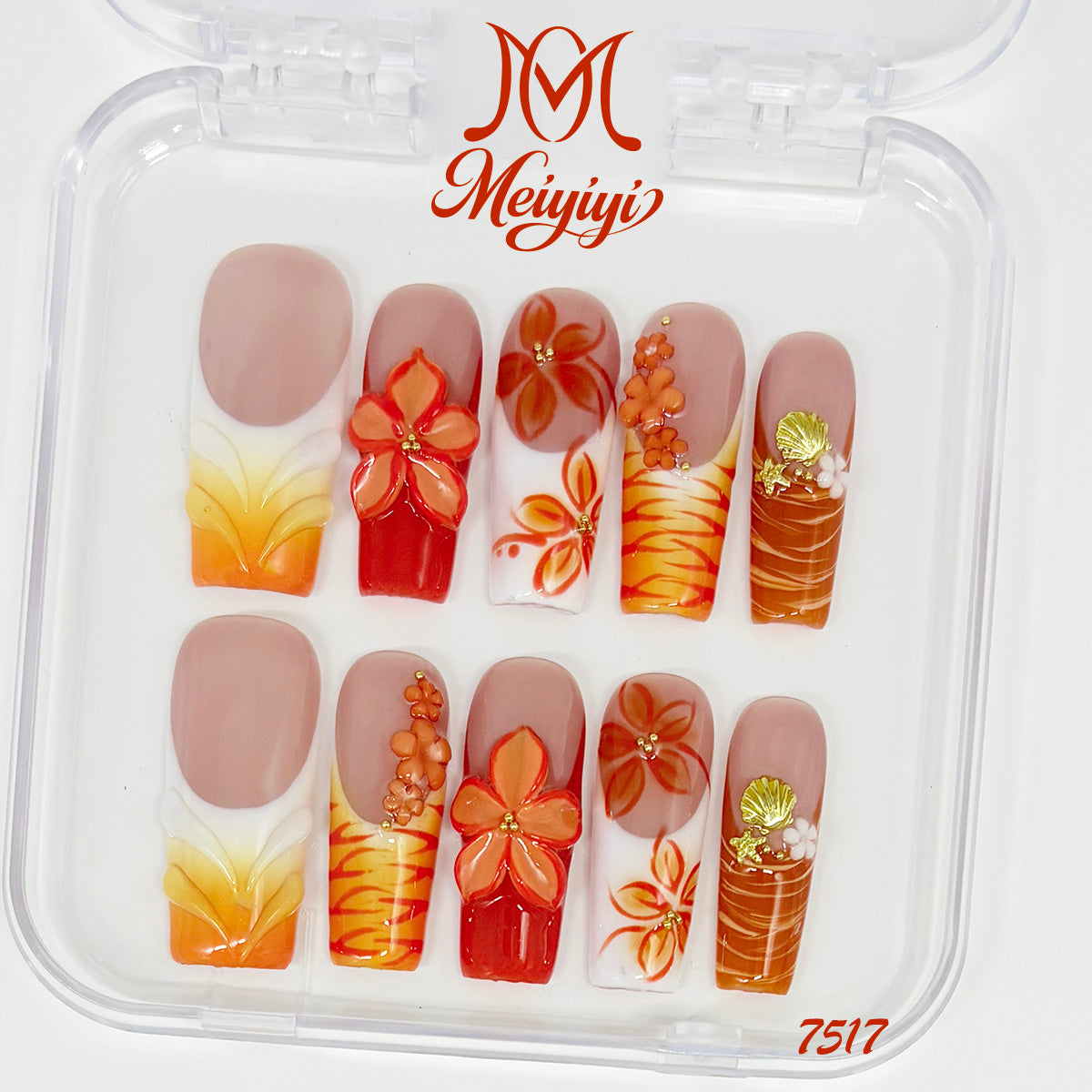 7517-MYY's designer original high-end design customized luxury hand-painted wearable nail art