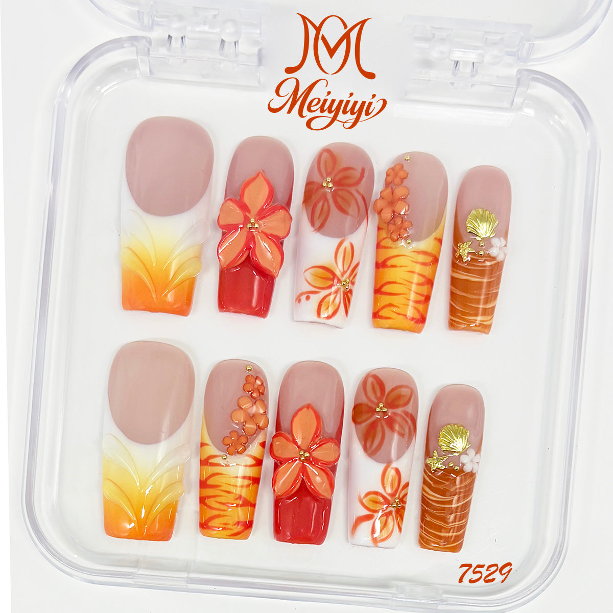 7529-MYY's designer original high-end design customized luxury hand-painted wearable nail art
