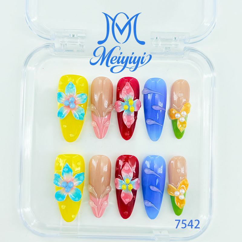 7542-MYY's designer original high-end design customized luxury hand-painted wearable nail art