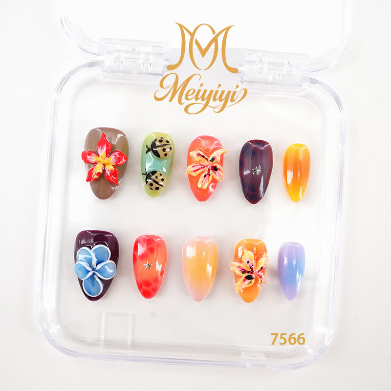 7566-MYY's designer original high-end design customized luxury hand-painted wearable nail art